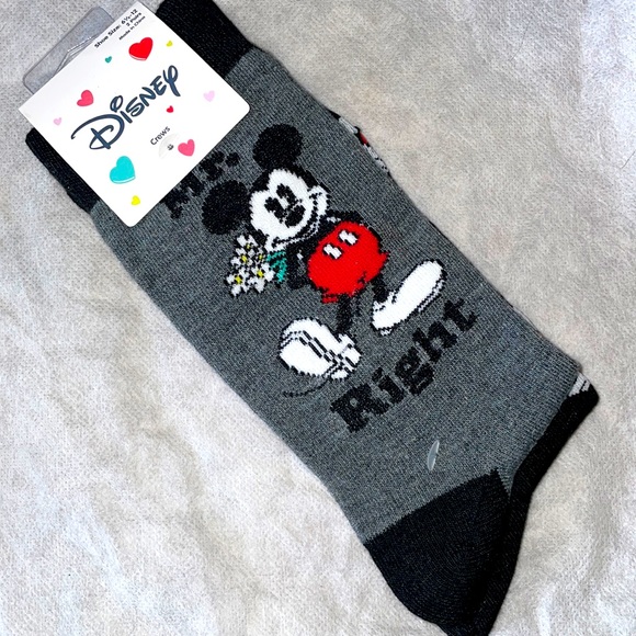 Disney Other - Mens Crew Socks Disney Mickey Mouse Mr Right Lover Holiday Gift 2 pairs New Gray